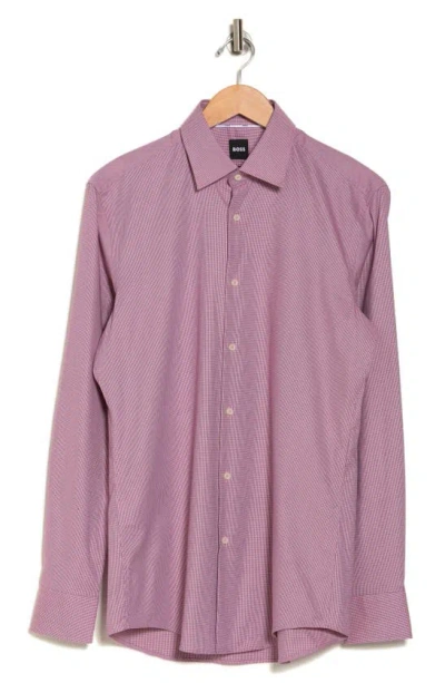 Shop Hugo Boss Boss Hank Kent Slim Fit Easy Iron Stretch Cotton Dress Shirt In Open Pink
