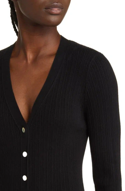 Shop Rails Lorraine Long Sleeve Variegated Rib Cotton Blend Dress In Black