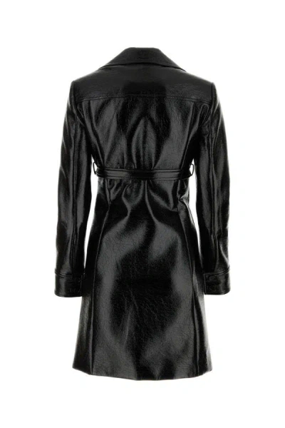 Shop Courrèges Courreges Woman Black Vinyl Overcoat
