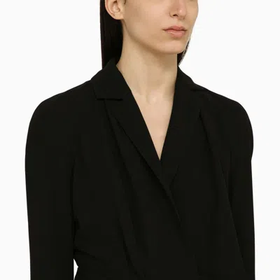 Shop Dries Van Noten Black Wool-blend Dress With Drape Women