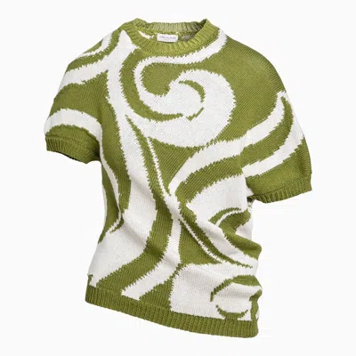 Shop Dries Van Noten Green Cotton Jersey With Inlay Women
