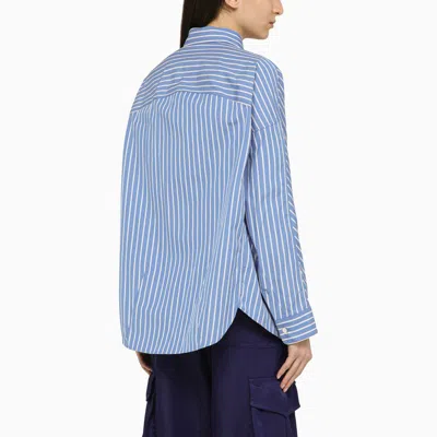 Shop Dries Van Noten Light Blue Shirt With White Cotton Stripes Women