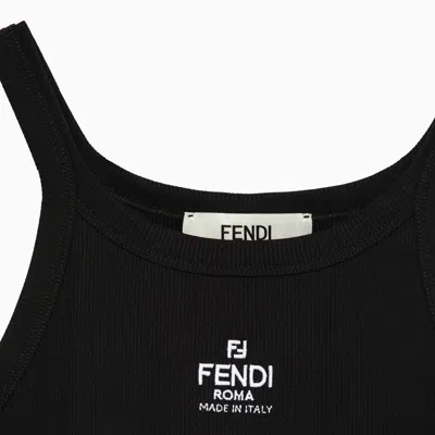 Shop Fendi Black Cotton Tank Top With Logo Women