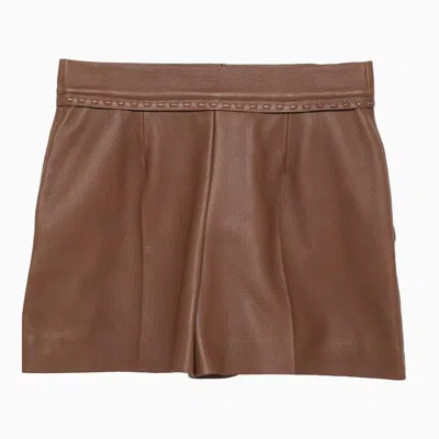 Shop Fendi Brown Leather Shorts Women