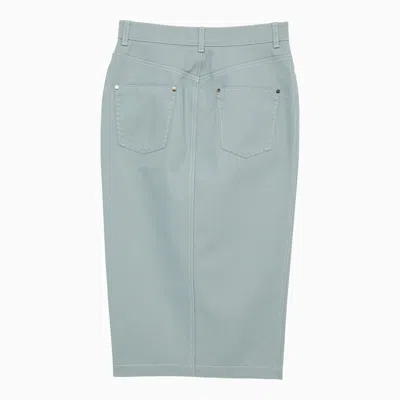 Shop Fendi Light Blue Cotton Skirt With Double Zip Women
