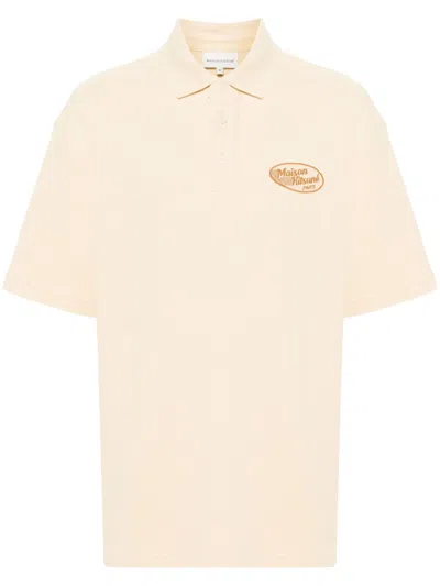 Shop Maison Kitsuné Yellow Logo-appliquéd Polo Shirt