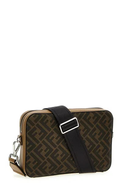 Shop Fendi Men 'camera Case' Crossbody Bag In Brown