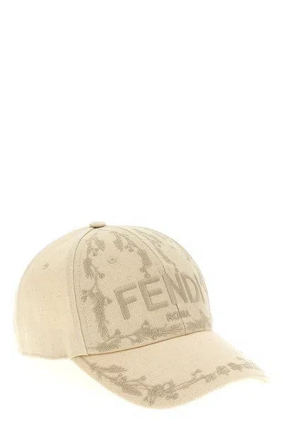 Shop Fendi Men ' Roma' Baseball Cap In White