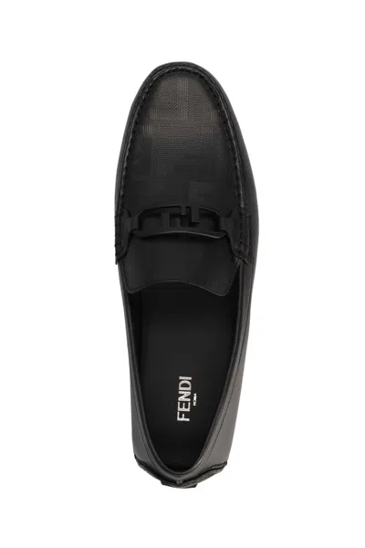 Shop Fendi Men 'o'lock' Loafers In Black
