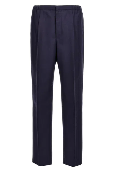 Shop Fendi Men Wool Trousers In Blue