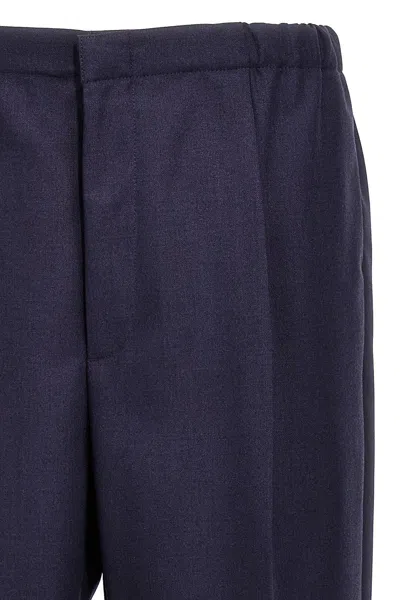 Fendi Blue Straight Pants In Wool Man In Blue