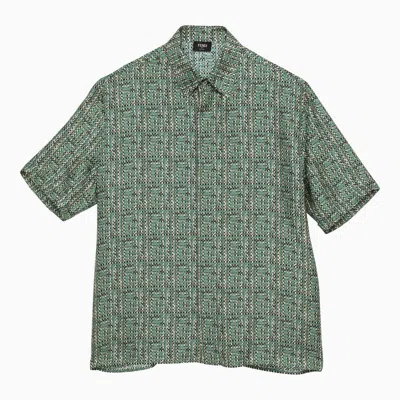 Shop Fendi Mint Green Ff Silk Shirt Men