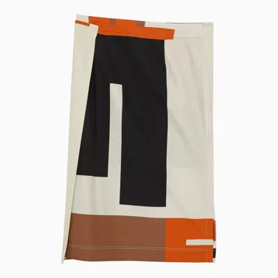 Shop Fendi Multicoloured Printed Cotton Longuette Skirt Women In Orange