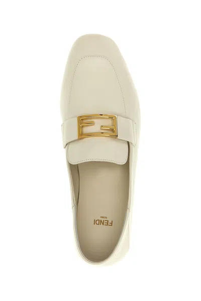 Shop Fendi Women 'baguette' Loafers In White