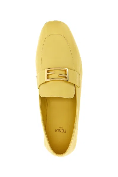 Shop Fendi Women 'baguette' Loafers In Yellow