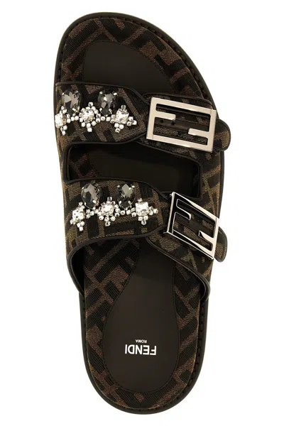 Shop Fendi Women 'feel' Sandals In Brown
