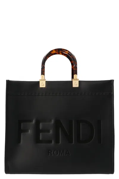 Shop Fendi Women ' Sunshine' Shopping Bag In Black