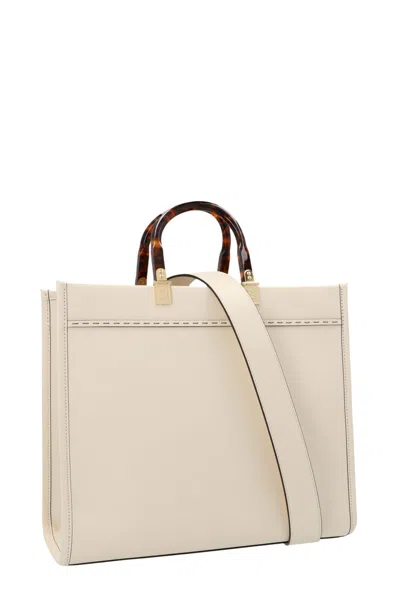 Shop Fendi Women ' Sunshine' Shopping Bag In White
