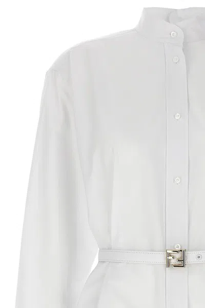 Shop Fendi Women 'ff' Shirt Dress In White