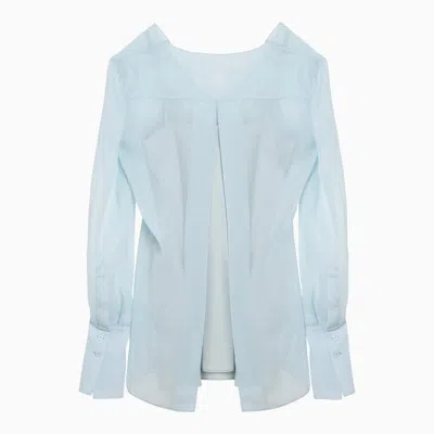 Shop Givenchy Light Blue Silk Blouse With Back Slit Women In White
