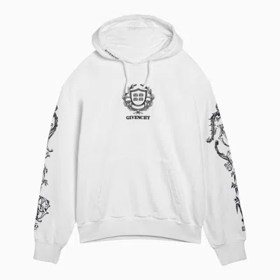 Shop Givenchy White Hoodie With Logo Embroidery Men