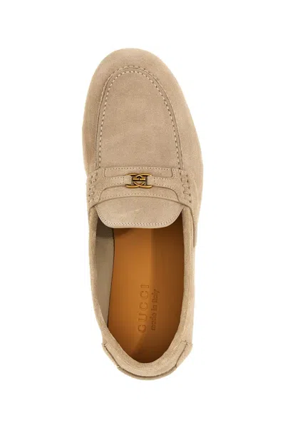Shop Gucci Men 'incrocio Gg' Loafers In Cream