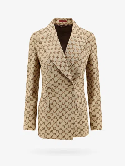 Shop Gucci Woman Blazer Woman Beige Blazers E Vests In Cream