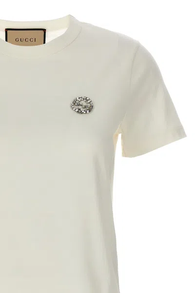 Shop Gucci Women 'incrocio Gg' T-shirt In White