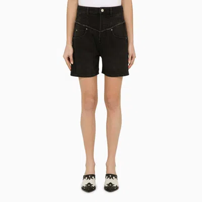 Shop Isabel Marant Black Cotton Denim Shorts Women