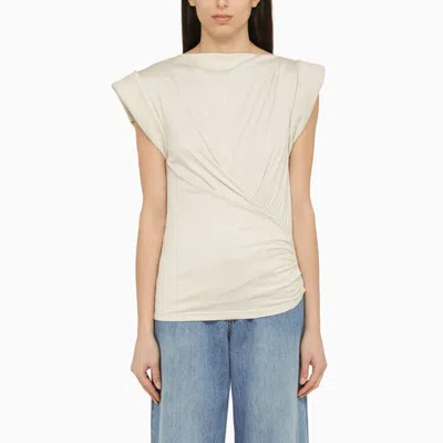 Shop Isabel Marant Chalk-white Cotton Jersey With Drape Women