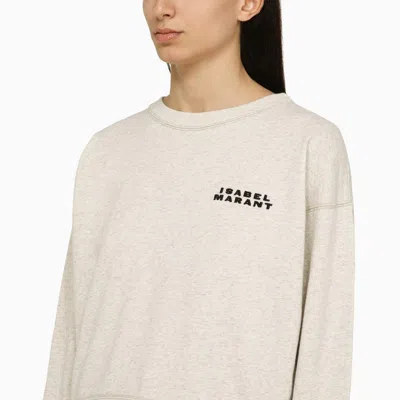 Shop Isabel Marant Ecru Cotton Crew-neck Sweatshirt With Logo Women In Cream