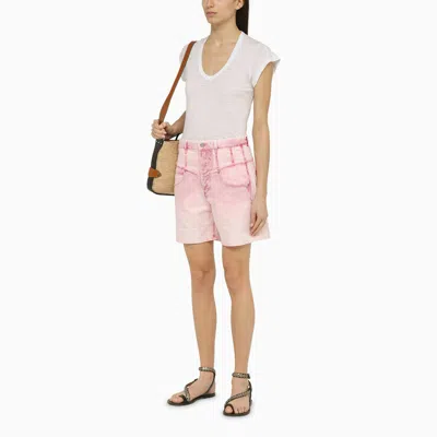 Shop Isabel Marant Light Pink Cotton Denim Shorts Women