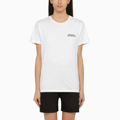 Shop Isabel Marant White Cotton Crew-neck T-shirt With Logo Women