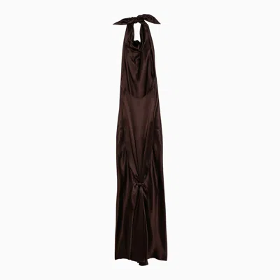 Shop Loewe Chocolate Silk Long Dress Women In Brown