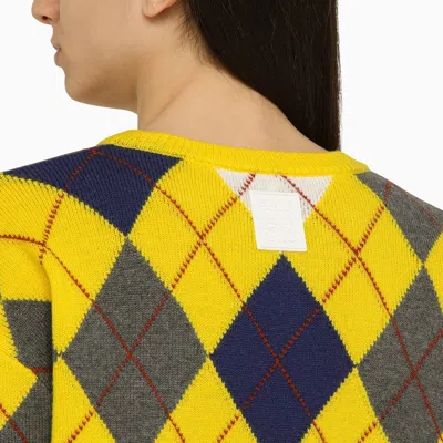 Shop Loewe Yellow/multicoloured Diamond Sweater In Wool Women In Silver