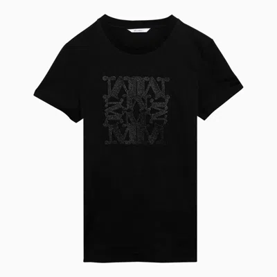 Shop Max Mara Black Cotton T-shirt With Logo Women