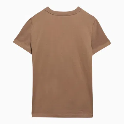 Shop Max Mara Clay-coloured Cotton T-shirt With Logo Women In White