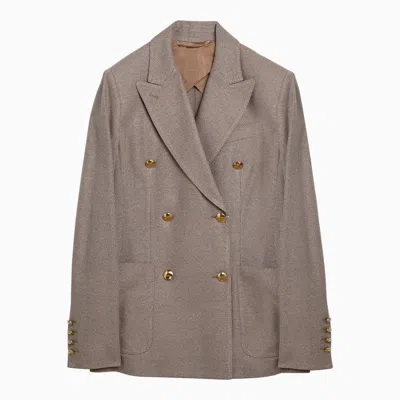 Shop Max Mara Clay-coloured Double-breasted Jacket In Cotton Women In White