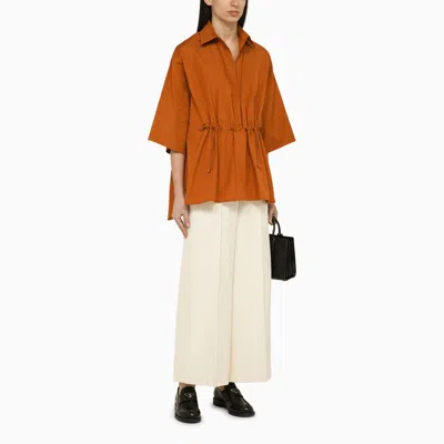 Shop Max Mara Earth-colored Cotton Drawstring Shirt Women In Brown