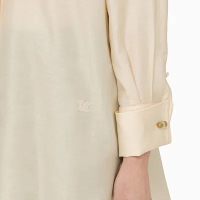 Shop Max Mara Ivory Cotton Oversize Shirt With Bow Tie Women In White