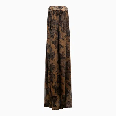 Shop Max Mara Long Sleeveless Dress With Bronze Print Women In Brown