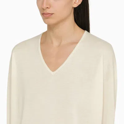 Shop Max Mara White Cashmere V-neck Sweater Women