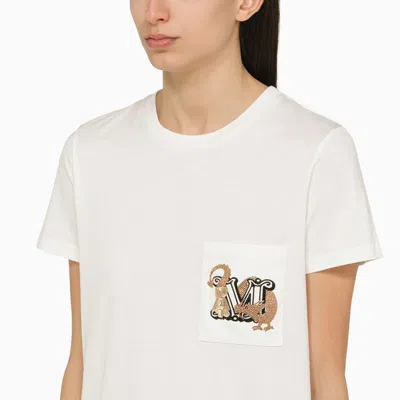 Shop Max Mara White Cotton T-shirt With Logo Women