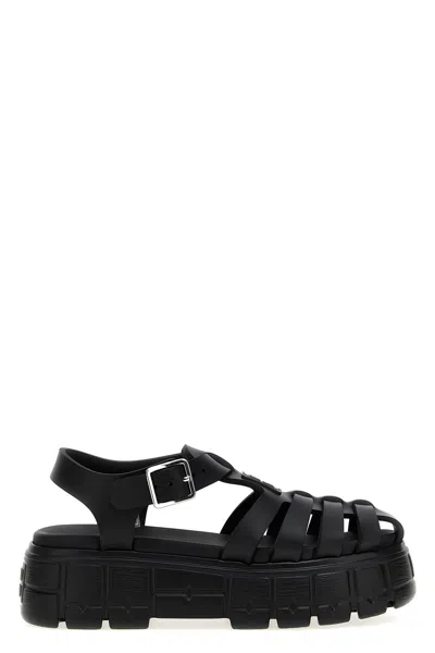 Shop Miu Miu Women 'oversize Soft Cage' Sandals In Black