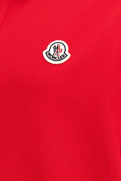 Shop Moncler Men Logo Patch Polo Shirt In Red