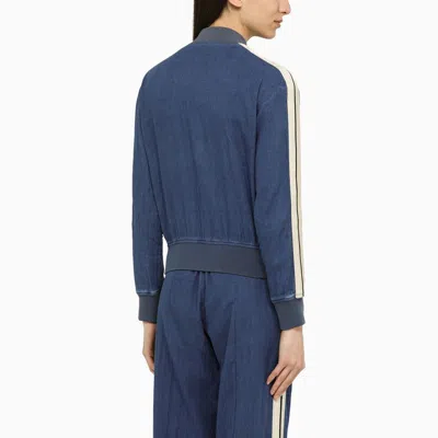 Shop Palm Angels Indigo Blue Denim Zip-up Sweatshirt Women