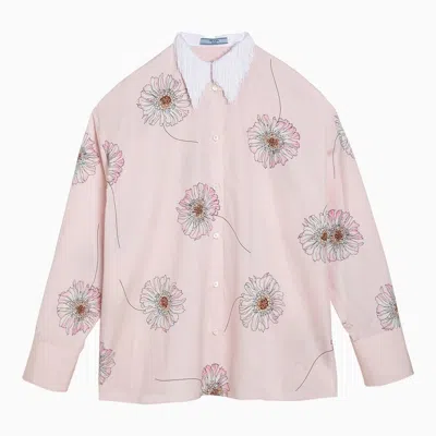 Shop Prada Peach-coloured Shirt With Cotton Print Women In Pink