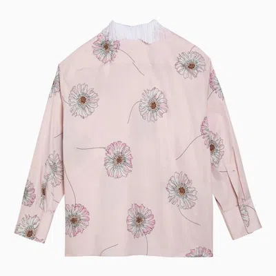 Shop Prada Peach-coloured Shirt With Cotton Print Women In Pink