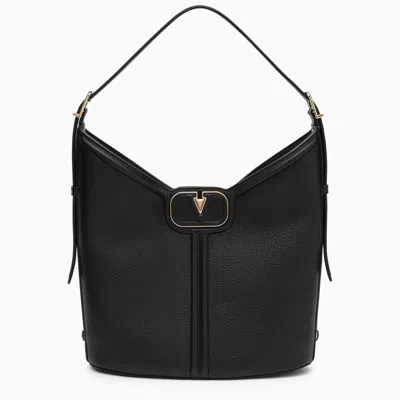 Shop Valentino Garavani Black Vlogo Shoulder Bag In Leather Women