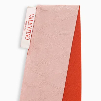 Shop Valentino Garavani Thin Pink And Red Silk Scarf Women In Multicolor
